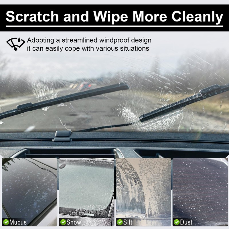 BJSIA 22Inch Windshield Wiper Blades Strips, Auto Adjustable Insert Rubber