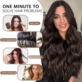 4PCS Clip in Hair Extensions 20 Inch Synthetic Long Wavy Clip-ins Brown Thick Natural & Soft Clip on Hair Extensions for Women