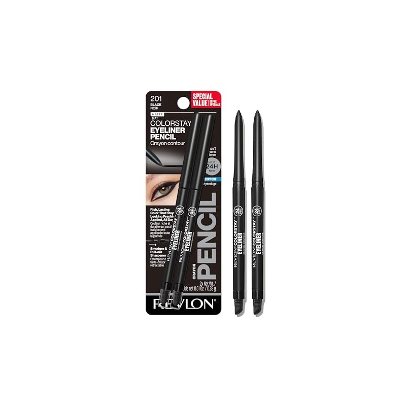 Revlon Colorstay Eye Liner Twin Pack, Negro