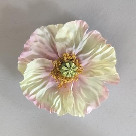Medium Poppy Hair Clip/Pin Brooch, Pink Cream
