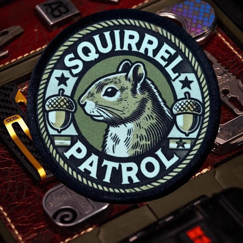 Patches for Backpacks, Funny Secret Squirrel Patrol Printing Patches Embroidered