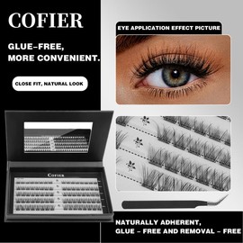 【Natural - as - Ever】Cofier Glue - Free DIY Lash Kit (8 - 14 mm) - Self - Adhesive, Comes with Tweezers! (80/100 Pcs) for a Quick and Natural Lash Makeover - Specification: Short Fairy+Lower Lashes
