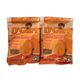 D Gari Pack of 2 Mango Gelatin 4.2oz, Prepare with Water, Quick Snacks, Mango Dessert, Gelatin, Mix, Mexico, Powder