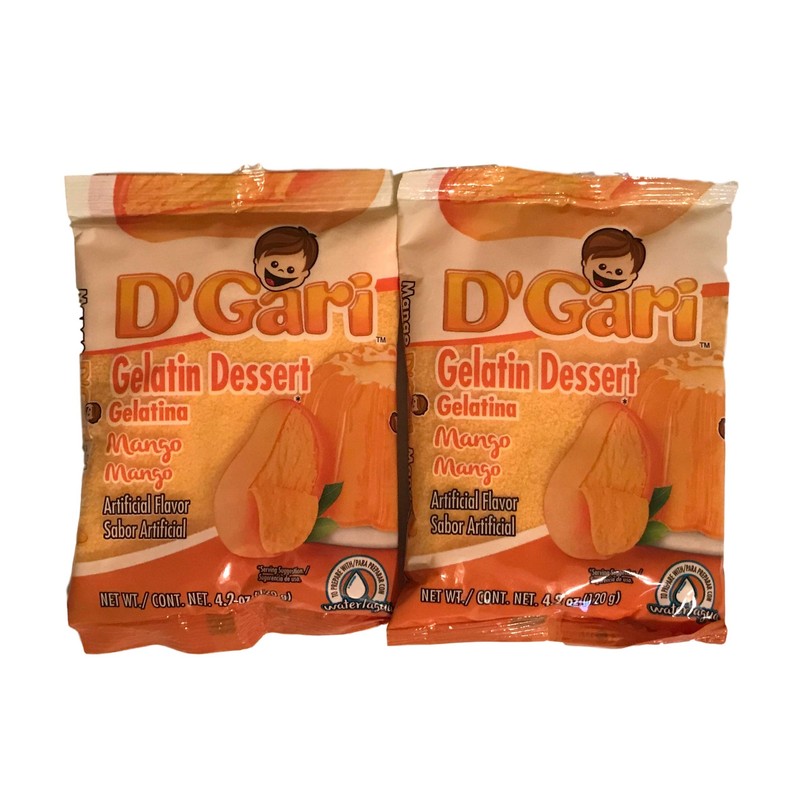 D Gari Pack of 2 Mango Gelatin 4.2oz, Prepare with