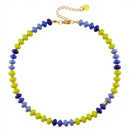 CSIYANJRY99 Colorful Beaded Necklace for Women Boho Natural Gemstone Beads Choker Necklace Trendy Y2K Necklace Summer Beach Jewelry for Women (Yellow Blue)