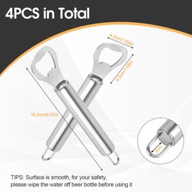 Flaschenöffner Edelstahl, Bieröffner 4 Stück, Barkeeper Bierflaschenöffner Flaschenöffner Personalisiert, Kapselheber mit Tragbare Lochdesign Großes Geschenke für Männer Neujahrs Camping (16 * 4cm)