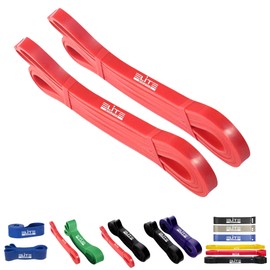 Elite Athletics Pull Up Resistance Bands Set - Pull-Up Assist Exercise Bands, Long Workout Bands for Exercise, Stretching, Mobility, Resistance Training (Red, Red)