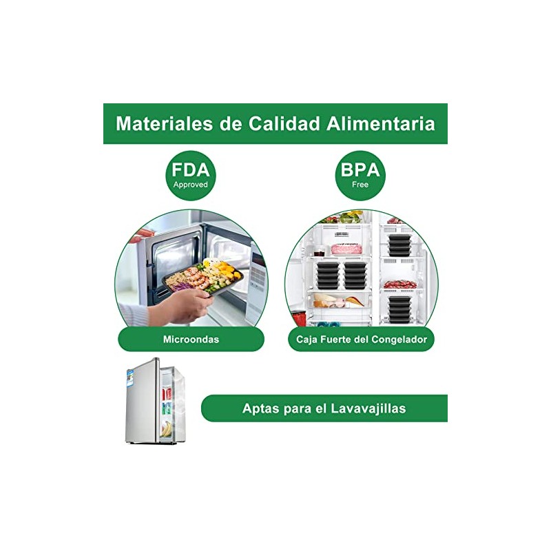 20P Contenedores para Alimentos Desechables, Recipientes para Comida Grande Compartimentos,