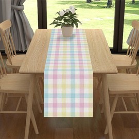 Linen Buffalo Check Plaid Spring Table Runner 72 Inches Long Farmhouse Spring Summer Easter Table Decoration for Home Kitchen Dining Room