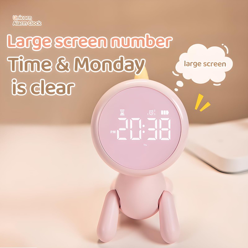 Danolt Children's Digital Alarm Clock with Light Alarm Clock Without