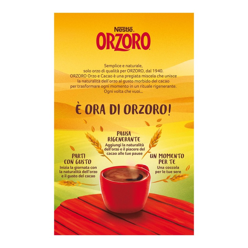 NESTLÉ ORZORO Orzo e Cacao Solubile, Barattolo 180g