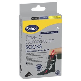 Scholl Flight Socks Compression Hosiery Black (Size: Large M9-12)