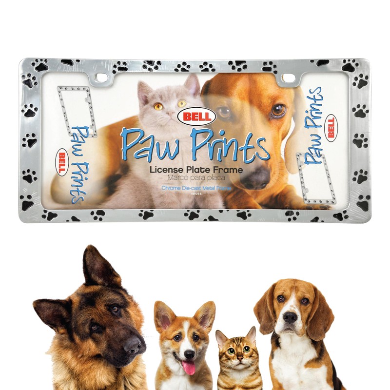 Bell Automotive 22-1-46104-8 Paw Prints License Plate Frame, Corrosion Resistant,