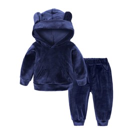 KIDS TALES Conjunto de Ropa y Pantalones de Forro Polar con Capucha para niños y niñas, Azul, 140 cm (7-8 Años)