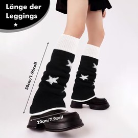 Oemmn Figarge Loose Knitted Leg Warmers for Women Winter Leg Warmers Y2K Japanese Lolita Leg Warmers Long Socks Kawaii Crochet Leg Warmers Knitted Warm Thigh High Socks, Pentagram