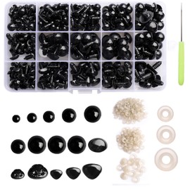 532 PCS Plastic Safety Eyes and Noses, Black Safety Eyes with Washers Stuffed Crochet Eyes and Noses for Crafts Stuffed Animals Doll (Assorted Sizes)