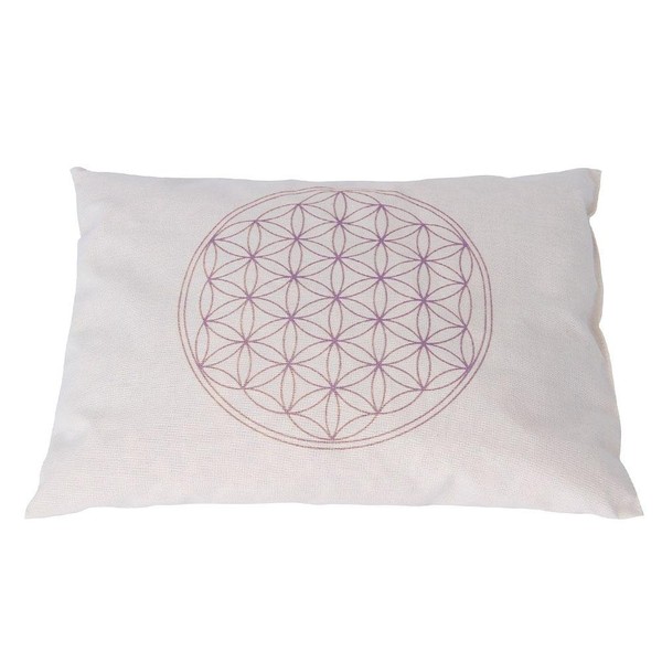 Pine Wood Cushion with Flower of Life in Purple, 26