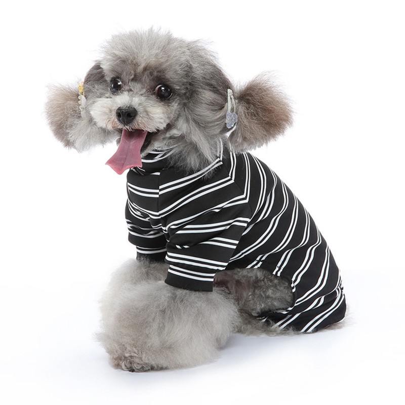 Dog Striped Pajamas Classic Black White Stripe Lightweight Full Coverage