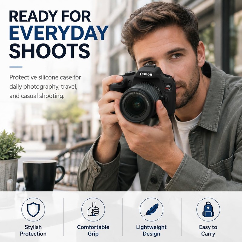 Seltureone Case for Canon EOS Rebel T7/T6 with 2-Pack Screen