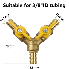 bociloy 3 Way Shut Off Ball Valve 3/8" (11.5mm) Hose Barb, 3 Way Barb Pipe Tubing Fitting Coupler, 2 Y Shaped Switch Ball Valve for Water Fuel Air