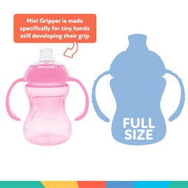 Nuby Mini Grip N' Sip No-Spill Baby Sippy Cups with Handles and Soft Spout - (3 Pack) 5 oz - 6+ Months - Pink/Purple/Aqua