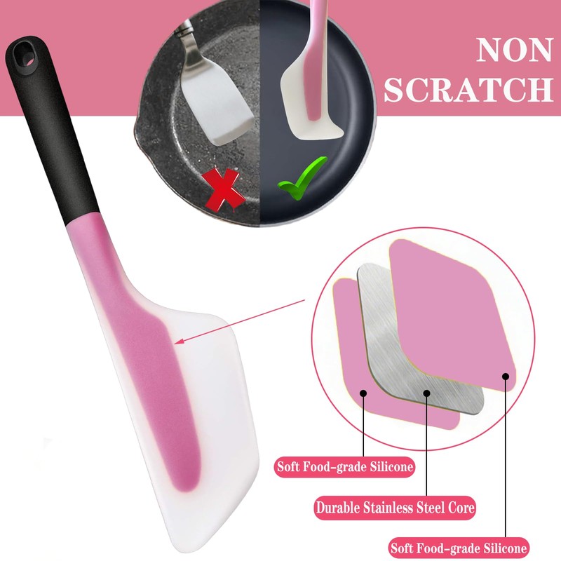 Bigwinyep Omelette Spatula, Silicone Spatula Flip and Fold Omelette Turner