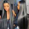 Grey Highlight Lace Front Wigs Human Hair Ombre Balayage Natural