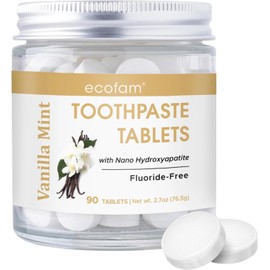 Toothpaste Tablets – Vanilla Mint | Fluoride-Free Chewable Toothpaste with Nano Hydroxyapatite | Fresh Breath & Enamel Care | Travel-Friendly & Mess-Free | 90 Tablets