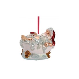 Gift Company Hanging Santa in the Bathtub, White/Light Blue