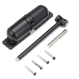 Automatic Door Closer, Door Closer for Garden Gate, Front Door, Outdoor, Fly Screen Door, Tension Spring, Automatic Buffer Closed (Black, 1 Piece)