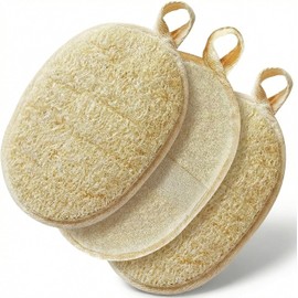 Triko Set 2 Piezas Estropajo para Cuerpo de Lufa Natural Egipcia, Zacate para Cuerpo Exfoliante de Doble Textura, Esponja de Baño con Correa Elástica para Hombre y Mujer, Biodegradable y Ergonómico