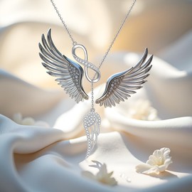 Angel Wings Necklace Angel Wing Pendant Infinity Necklace for Women Sterling Silver Infinity Charm Chain Jewelry Birthday Gifts