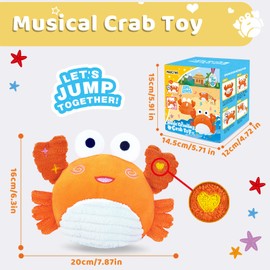 RedCrab Crawling Crab Baby Toy for 12-18 Months with 120+ Songs & Recording Feature,Musical Dancing Walking Bouncing Tummy Time Crab Toy for Infant 6-18 Months,Sensory Toys for Newborn Gifts