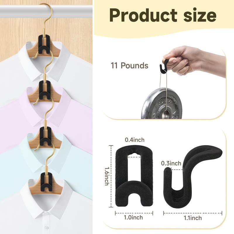 Clothes Hanger Connector Hooks, 60 Pcs Heavy Duty Velvet Clothes