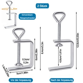Stainless Steel C Clamps, Pack of 2 C Clamp, C Clamp Screw Clamp, Adjustable Width Workbench Clamp, Table Clamp C Clamp Screw Clamp, Carrier Clamp Fixing Pliers, for Woodworking Clamps