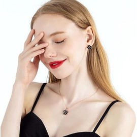 EVEVIC Rose Flower Necklace Earrings Set for Women 18K Gold Plated Hypoallergenic Jewelry Sets