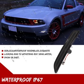 JDMTECH Smoked Lens Pony Horse Logo White LED Front Side Maker Lights For 2010-2014 Ford Mustang