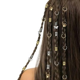 60pcs Butterfly Butterfly Butterfly Rings Heart Gold Silver Braided Kids Kids Hair Clip Hair Tips Hair Beads Hair Ornaments Bling