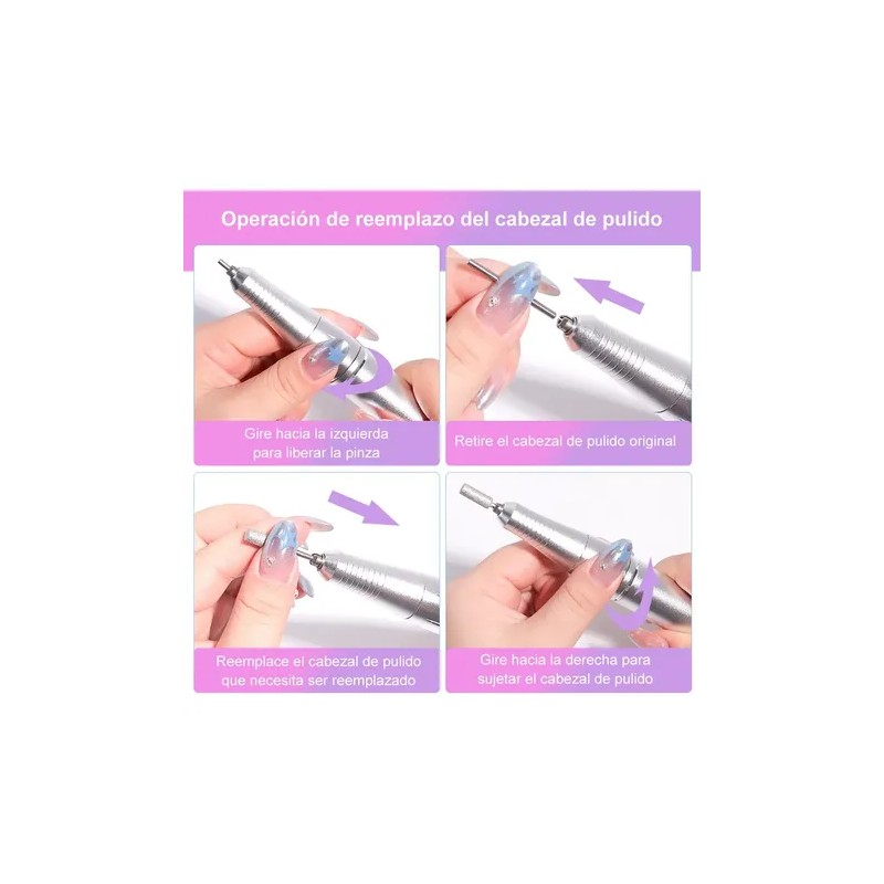 Taladro De Uñas Eléctrico Profesional De 45000 Rpm Recargabl