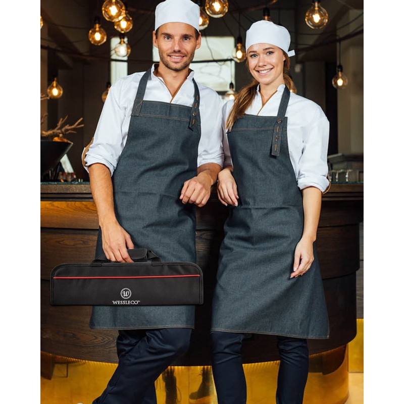 Wessleco Chef Knife Bag(5 Slots), Knife Case Nylon Kitchen Storage