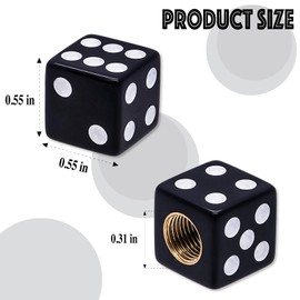 MEAJOO 8PCS Dice Shape Tire Valve Stem Caps, Universal Copper Core Dustproof Tire Valve Stem Covers for Cars, SUV, Trucks, Bikes, Motorcycles, Bicycles(Black)