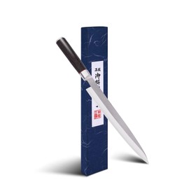 Sumteene Sushi Knife 9.8 inches, Sashimi Knife with High Carbon Stainless Steel Blade,Ergonomic Wenge Wood Handle for Cutting Sushi & Sashimi, Fish Filleting