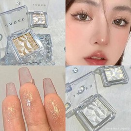 다이아몬드 하이라이터 파우더 팔레트 클리어 브라이트닝 페이스 컨투어 편광 핑크 글리터 아이 메이크업 Diamond Highlighter Powder Palette Clear Brightening Face Contour Iridescent Pink Glitter Eye Makeup [01 04]