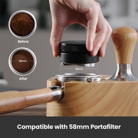 Gemilai 58mm Coffee Distributor, Espresso Coffee Tamper, Professional Coffee Leveling Tool for Espresso, Adjustable Depth, 304 Stainless Steel