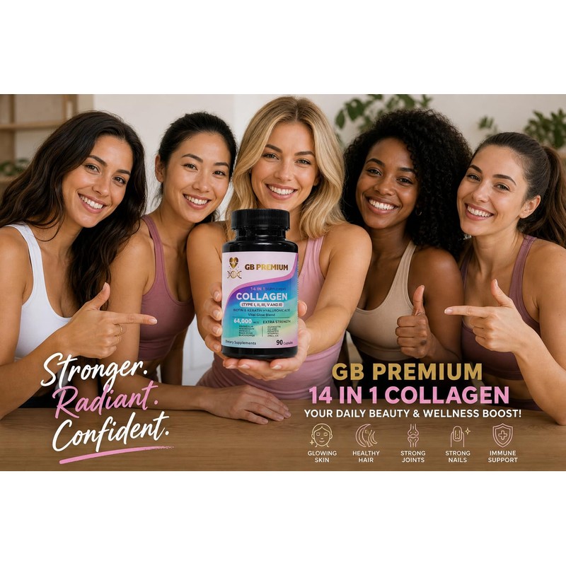 GB Premium Collagen 14 in 1 Complex Capsules, Type I