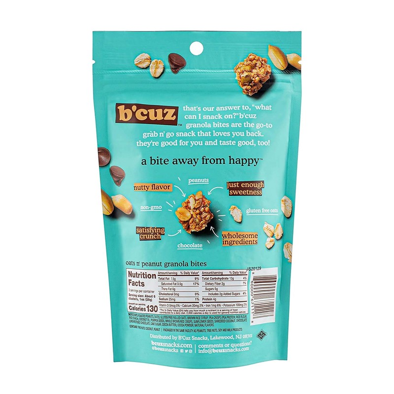 B'cuz Granola Bites 3-Bag Gluten Free Healthy Snacks for adults,