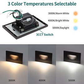 kadision 120V Dimmable LED Step Lights, 3000K/4000K/5000K Selectable, 3.5W 175lm Indoor Outdoor Stair Lights, Aluminum ORB Finish, 12 Pack