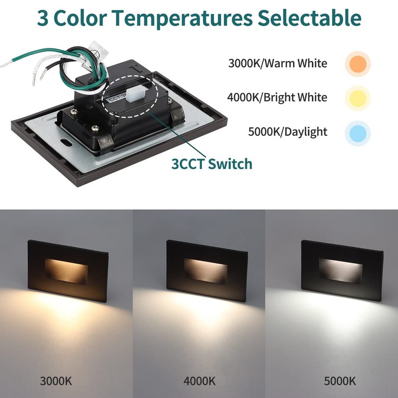 120V Dimmable LED Step Lights, 3000K/4000K/5000K, 12-Pack | Line Voltage