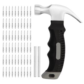 200 Pcs Hardware Nails Double Head Skirting Nails with Mini Claw Hammer Set with 4 Tools - Invisible Seamless Baseboard Screws for Solid Wood Trim, Double-Sided Installation