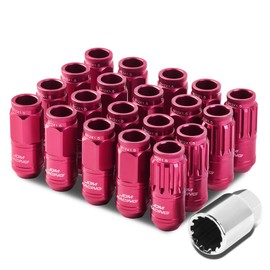Auto Dynasty M12 x 1.5 Open End Design 16-Piece Aluminum Alloy Wheel Lug Nuts + 4 x Lock Nut + 1 x Lock Nut Key (Pink)